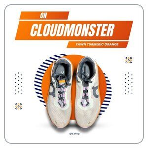 On Cloudmonster Women’s Running Shoes Fawn Turmeric Orange Size 10